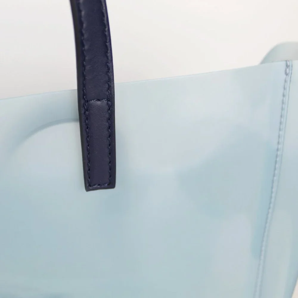 NWT Stella McCartney Blue Clear Logo PVC Tote, Blue